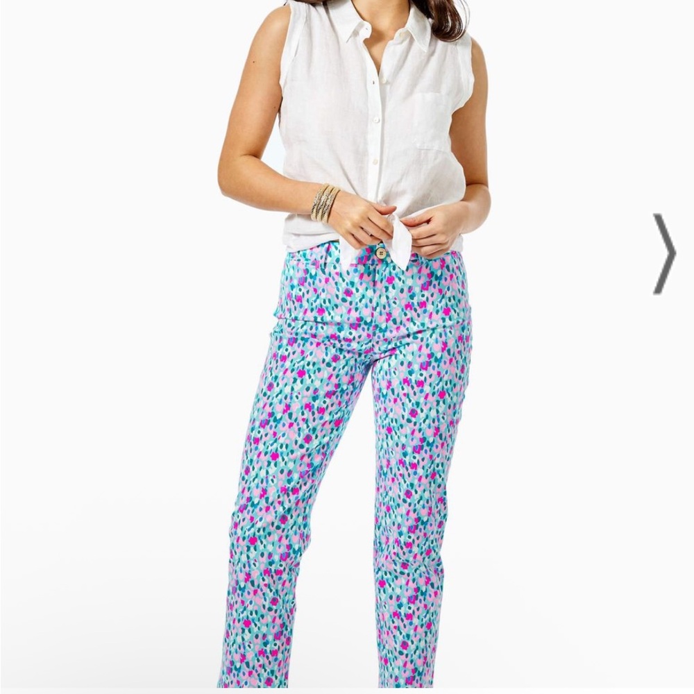 Lilly Pulitzer Hottie Dottie Divia Stretch Pants Colorful Size 10